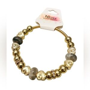 Nicole Bohemian Heart Bracelet - Grey and Gold-Toned